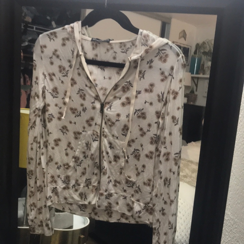 Brandy Melville printed zip-up hoodie